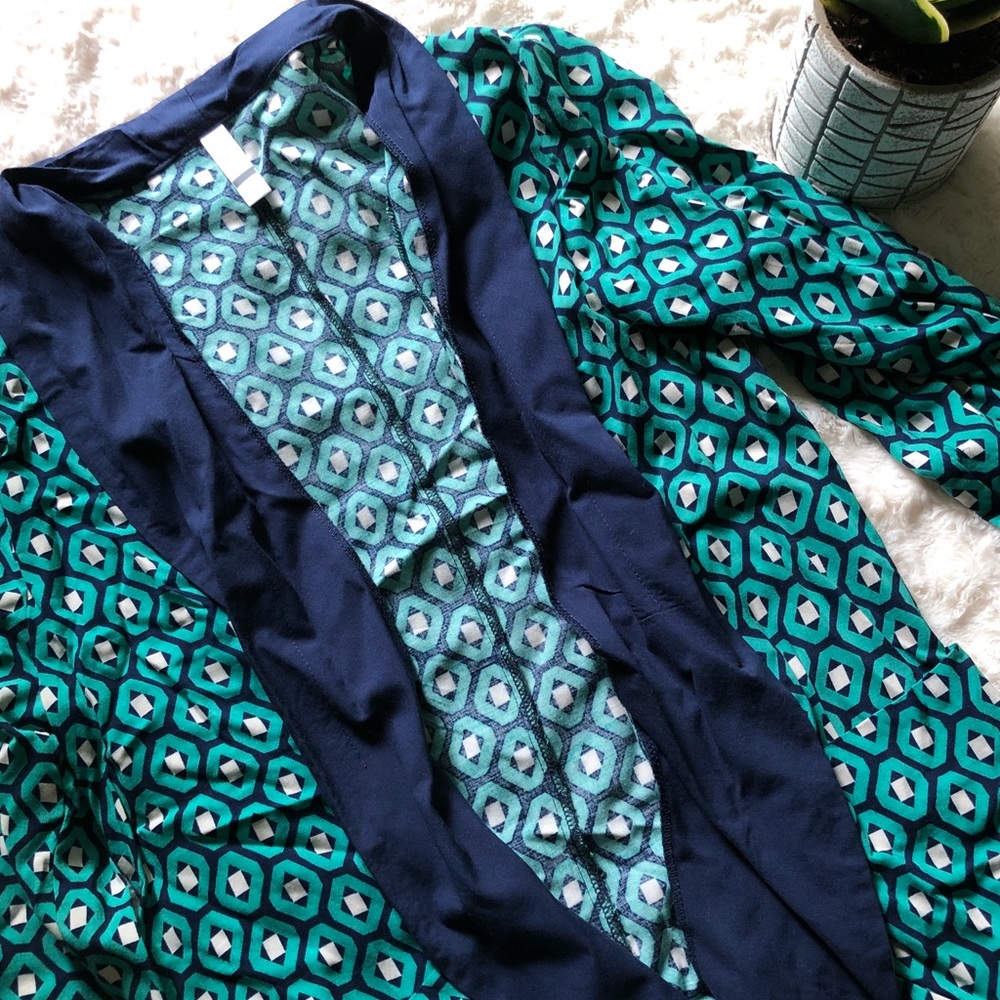 •Geometric Print Cardigan Blazer•